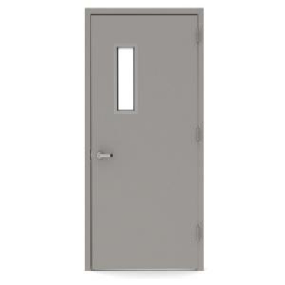 Fire door with 5" x 20" Vision Lite on lock side.