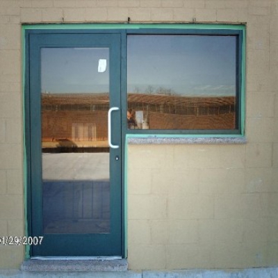 58-85 57th Street, Maspeth, NY - Green Painted Aluminum door with frame