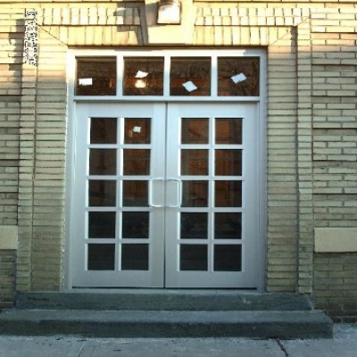 Polk Ave, NJ - White painted Pair of Aluminum door with frame